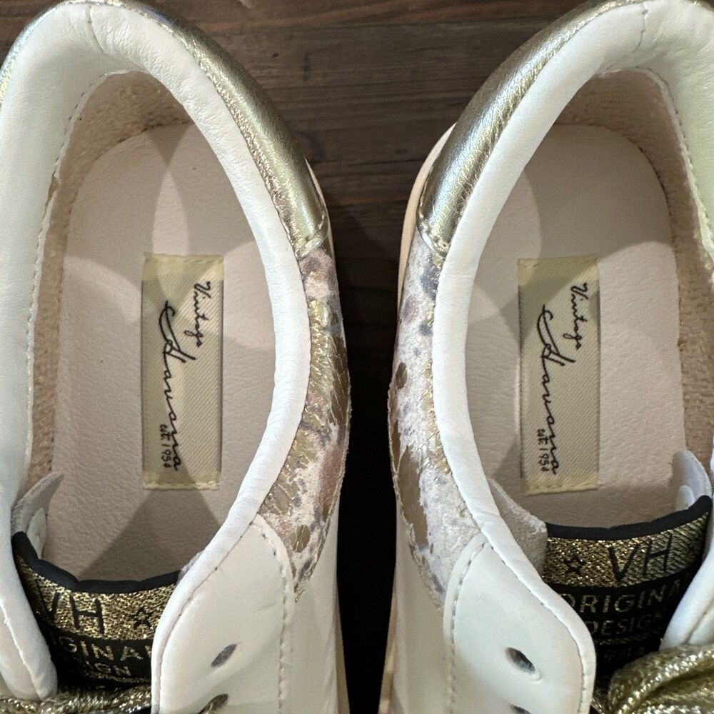 Vintage Havana Metallic Star Sneakers Women's 7 White Gold Snake Preowned - Picture 5 of 10